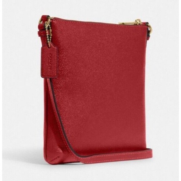 New Coach CE871 Mini Rowan File Bag Crossgrain Leather 1941 Red - Picture 2 of 4